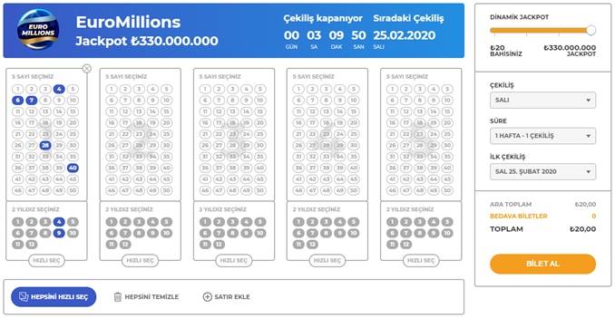 Euromillions online kuponu